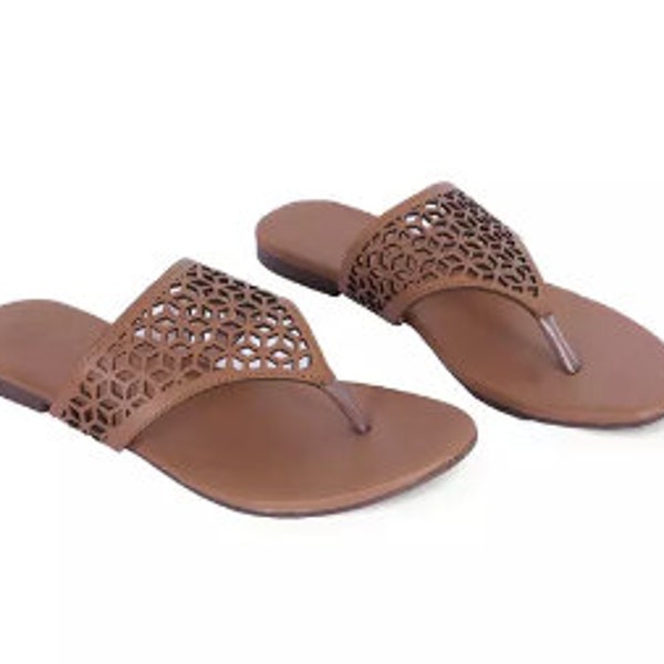 Jaipuri juti provide by Kolhapuri Chappal For Women Flat Leather Women Shoes Summer Ethnic Sandal for Women's girls