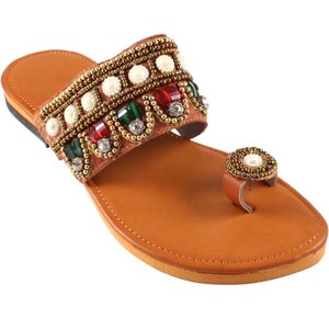 Jaipuri juti provide by Kolhapuri Chappal For Women Flat Leather Women Shoes Summer Ethnic Sandal for Women's girls