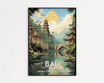 Bali Wall Art Print | Indonesia Travel Poster | Tropical City Print | Wanderlust Home Décor