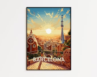 Barcelona kunst aan de muur | Reisposter Spanje | Sagrada Familia-stadsafdruk | Cadeau woondecoratie