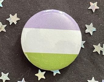 Genderqueer Pride pin, LGBTQ+ Flag pinback button