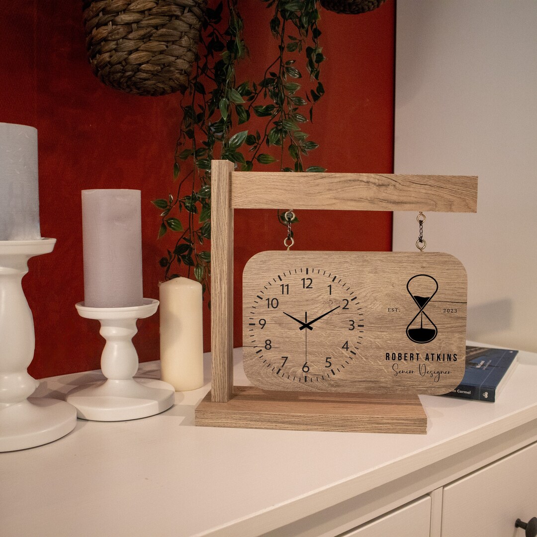 Custom Desk Clock, Personalized Desk Clock, Wooden Desk Clock, Table