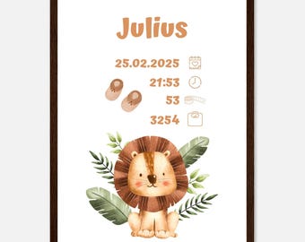 Personalized Baby Poster | Custom Birth Print with Name, Date, Size & Weight | Perfect Nursery Decor