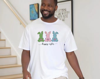 Cute Pastel Easter Bunny T-Shirt | Three Adorable Glitter Tail Rabbits Tee | Spring Animal Lover Gift