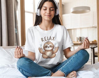 Cute Relaxing Sloth T-shirt | Zen Meditation Sloth Tee | Funny Animal Lover Gift | Peaceful Yoga Apparel
