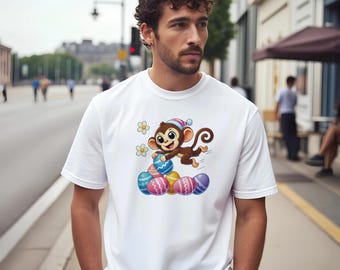 Cute Easter Monkey T-Shirt | Funny Spring Animal Tee | Kids Easter Gift Idea | Unisex Apparel