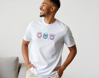 Watercolor Easter Eggs T-Shirt | Pastel Spring Bow Design | Cute Holiday Gift Tee