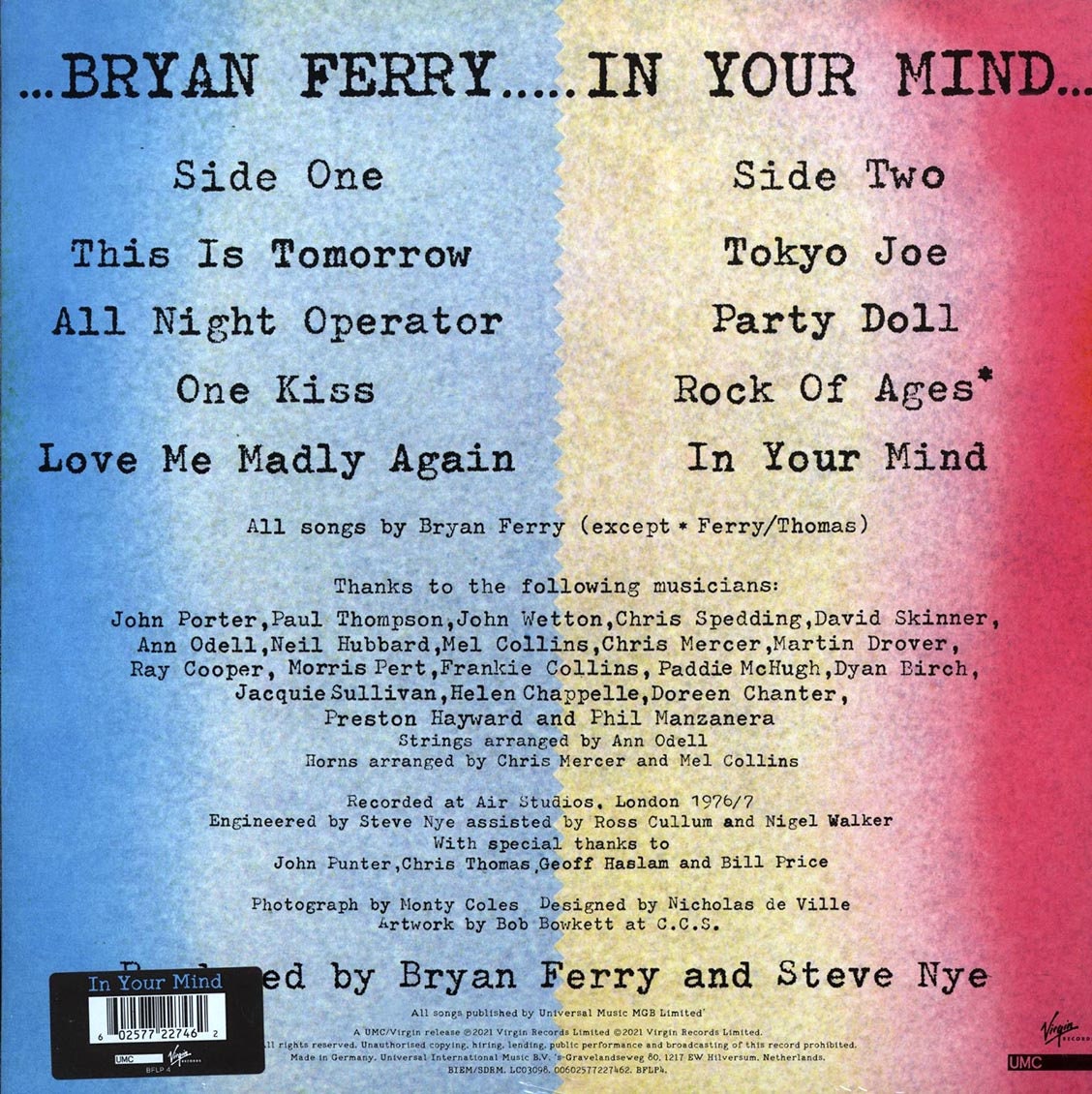 英、欧LP Bryan Ferry In Your Mind BFLP4 Virgin Records, UMC /00260 LP BRYAN FERRY In Your Mind BFLP4 Virgin Recor UK & EUR | eBay