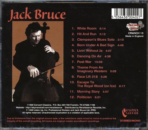 Jack Bruce - Concert Classics Volume 9 / CD (concert Classics