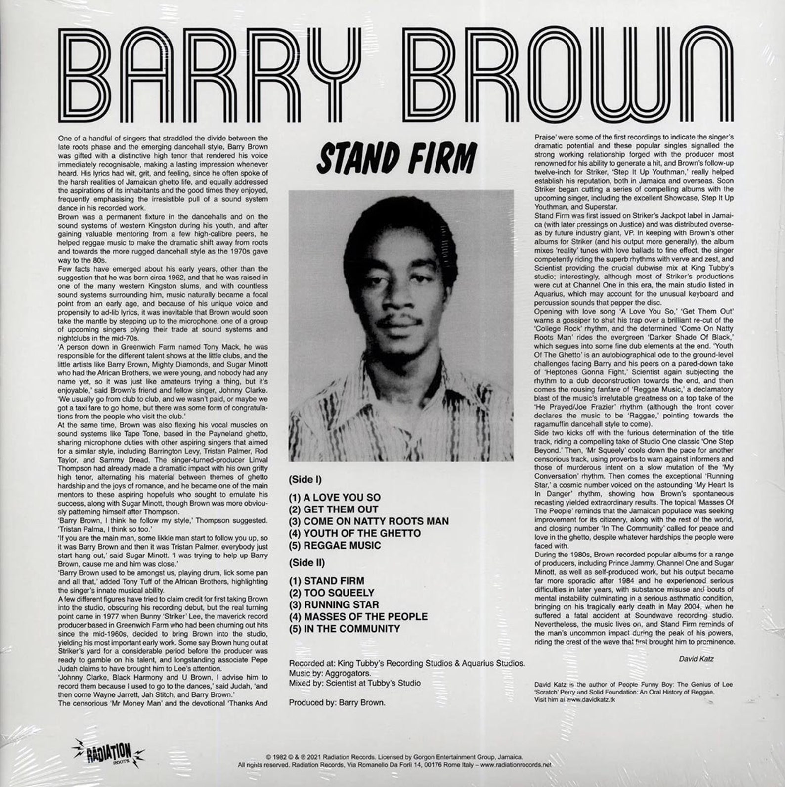 Barry Brown - Stand Firm / LP Vinyl (radiation) / Reggae / Roots ...