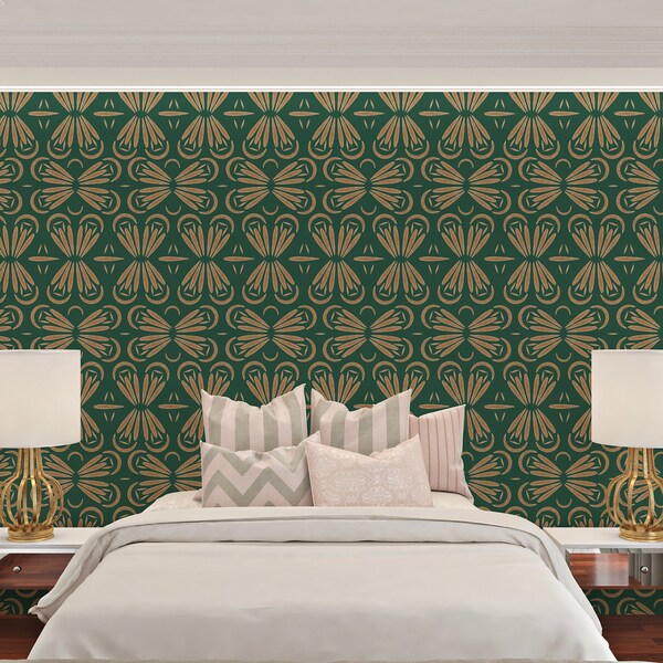 Green and Gold Wallpaper - Etsy