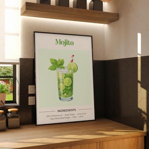Impresión de póster de mojito / Arte para bares y cocinas