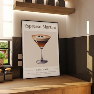 Impresión de póster de martini espresso / Arte para bar y cocina
