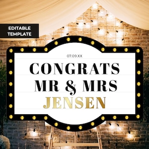 Bottle Service Sign For Wedding Party Template, Customizable VIP Marquee Reception Sign, Reception Decor for Weddings, Instant Download B101