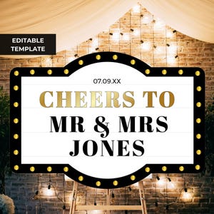 Wedding Bottle Service Sign Template, Customizable VIP Marquee Reception Sign, Editable Reception Decor for Weddings, Instant Download B101