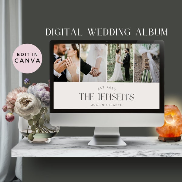 Canva digital wedding album, wedding photobook album editable template, photo album wedding, instant download - RP001