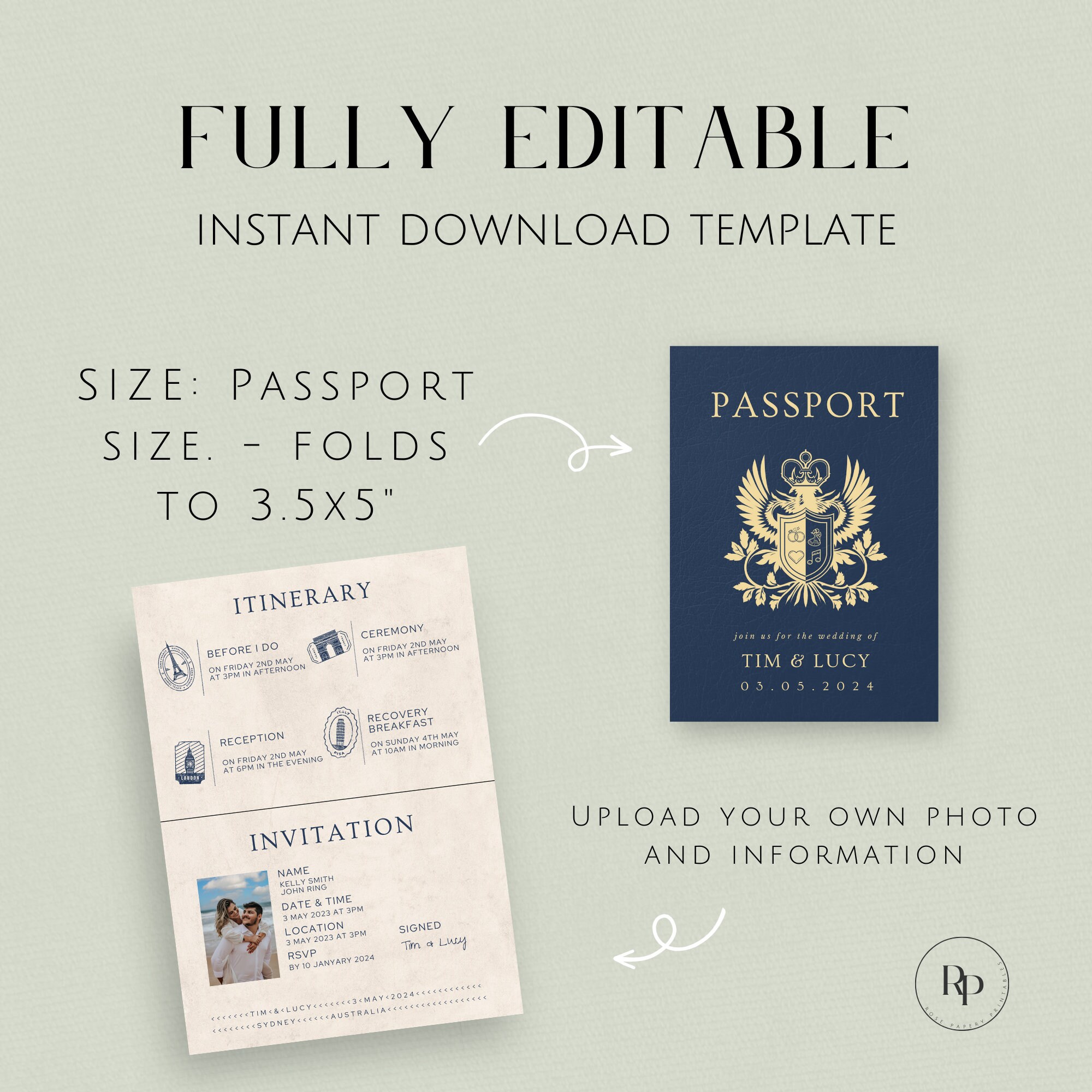 Passport Wedding Invitation Template Canva Passport Invitation Wedding