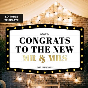 Bottle Service Wedding Sign Template, Customizable Editable Marquee Sign, Unique Reception Decor for Weddings - B101