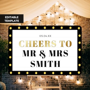 Bottle Service Wedding Party Sign Template, Customizable Marquee Reception Sign, VIP Editable Wedding Decor for Events - B101
