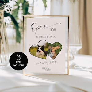 Drinks on Me hondenbord voor bruiloft, gepersonaliseerd huisdierbarmenu, aangepaste handtekeningdrank, open bar voor huisdieren, modern minimalistisch - RP005