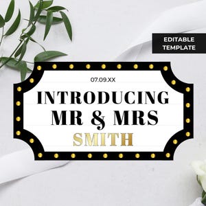 Wedding Bottle Service Sign, Customizable VIP Marquee Reception Sign, Editable Template, Reception Decor for Weddings, Instant Download B101