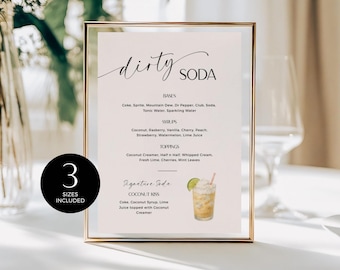 Menús de sodas para bodas, letrero de sodas italianas, menú de bebidas sin alcohol, diseño minimalista moderno, descarga instantánea - RP005