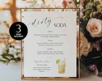 Menús de sodas para bodas, letrero de sodas italianas, menú de bebidas sin alcohol, diseño minimalista moderno, descarga instantánea - RP005