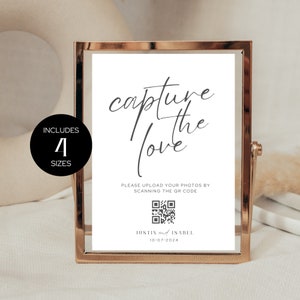 QR code sign for wedding photos, QR code sign wedding photos, printable wedding reception sign, editable template, instant download RP001