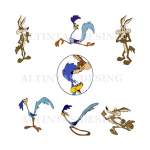 Koyote, Road Runner - Sammlung digitaler Dateien, Tunes, Silhouette, Cricut, PNG, SVG, Schnitt, digitaler Download, Bundle