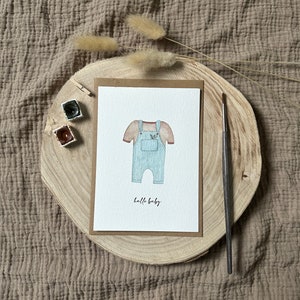 Handgemalte Aquarell-Postkarte | Hallo Baby | DIN A6 Format | Druck | Geburt