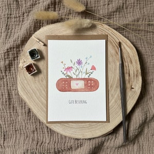 Handgemalte Aquarell-Postkarte | Gute Besserung | DIN A6 Format | Druck | Gesundheit
