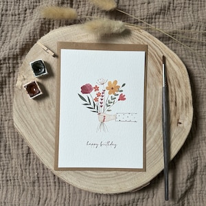 Handgemalte Aquarell-Postkarte | Happy Birthday | DIN A6 Format | Druck | Geburtstag