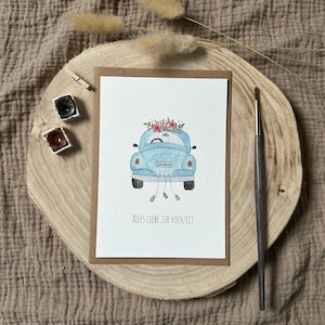 Handgemalte Aquarell-Postkarte | Alles Liebe zur Hochzeit | DIN A6 Format | Druck | Hochzeit