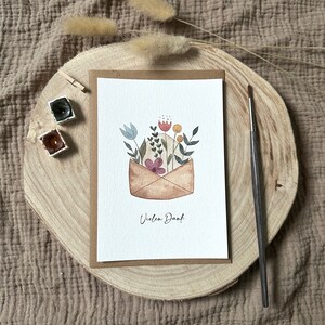 Handgemalte Aquarell-Postkarte | Vielen Dank | DIN A6 Format | Druck | Dankeskarte