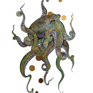 Hand drawn octopus print - ink painting