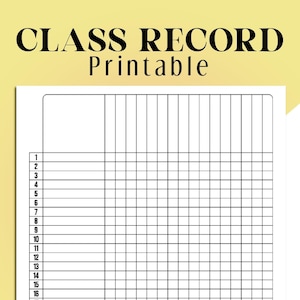 Printable Class Record, Class Record and Checklist, Class Gradebook, Class Attendance, Printable Attendance Template, Student Grade Tracker