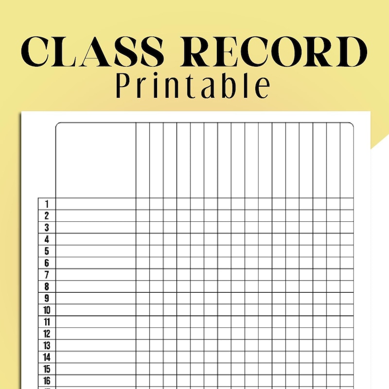 Class Record Printable - Etsy