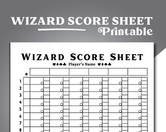 Wizard Score Sheet, Wizard Card Game Score Sheet, Printable Wizard ...