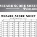 Wizard Score Sheet, Wizard Card Game Score Sheet, Printable Wizard ...