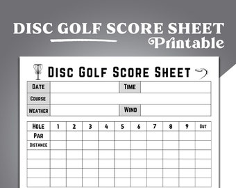 Disc Golf Score Sheet, Disc Golf Score Card, Disc Golf Score Keeper, Printable Disc Golf Game Score Pad, Blank Disc Golf Scorecard