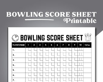 Feuille de pointage de bowling, carte de pointage de bowling imprimable, modèle de carte de pointage de bowling, enregistrement de score de partie de bowling, bloc-notes de bowling imprimable