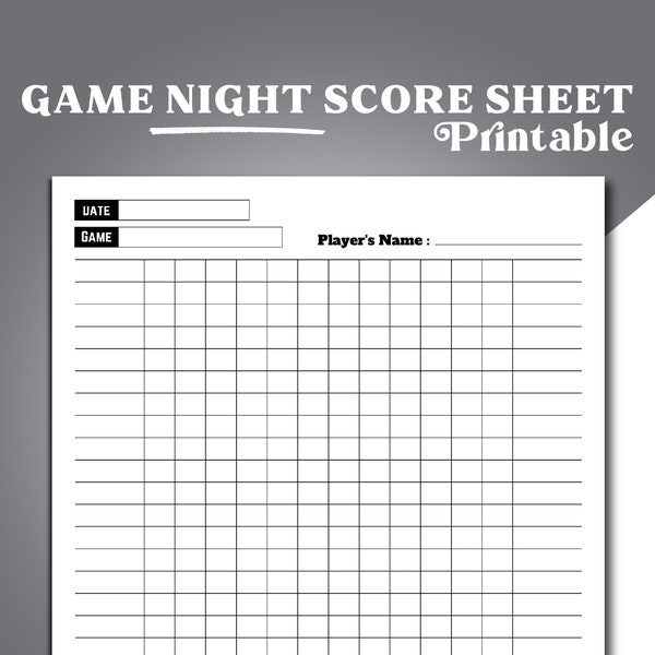 Game Night Score Sheets, Blank Board Game Score Sheets, Family Game Night Score Sheet, Personalized Game Night Score,Simpel Score Pads Blank