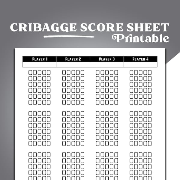 Cribbage Score Sheets, Cribbage Scoring, Cribbage Scoring Aid, Printable Cribbage Scoring Chart, Crib Scoring Sheet,Cribbage Score Pad Print