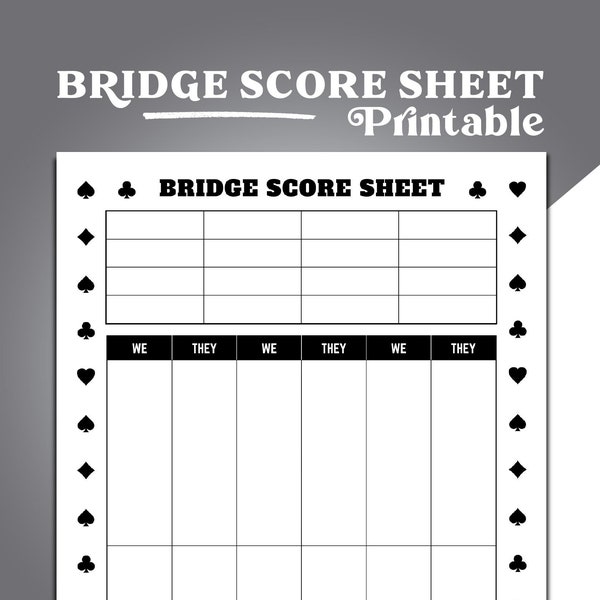 Bridge Tally Cards - Etsy