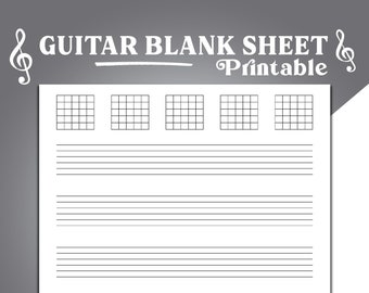 Printable Guitar Sheet Music, Blank Music Tab Sheets for Guitar, Guitar Sheet Music Template, Printable Guitar Notation Sheets