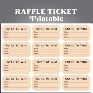 Printable Raffle Ticket - Enter to Win Printable Ticket Template - Prize Drawing Ticket - Instant Download