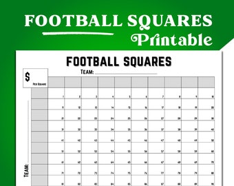 Printable Football Squares, Football Squares, Football Fundraiser, Football Betting Game, Football Square Grid