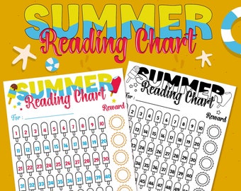 Summer Ice Pop Reading Chart Tracker, Summer Reading Challenge for Kids, Reading Reward Chart, Summer Reading Log, Kids Reading Chart