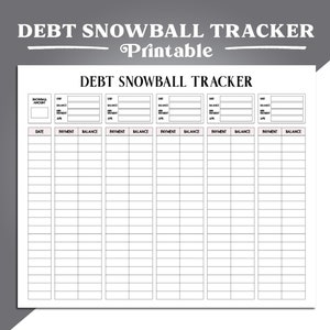 May include: A printable debt snowball tracker worksheet with columns for date, payment, and balance. The worksheet is designed to help people track their debt payments and pay off their debts faster.