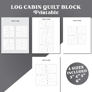 Log Cabin Quilt Block, Foundation Paper Piecing Pattern Template, Quilt Block, Multiple Sizes Pattern Small and Mini, 3-inch to 6-inch, PDF